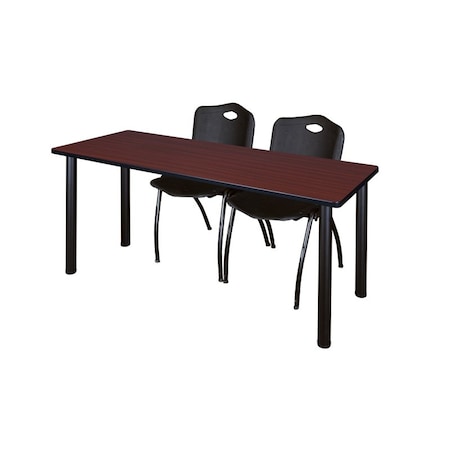 Kee Rectangle Tables > Training Tables > Kee Table & Chair Sets, 60 W, 24 L, 29 H, Mahogany MT6024MHBPBK47BK